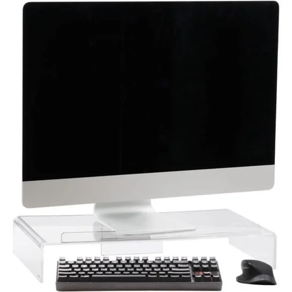 Acrylic Computer Monitor Stand w/ Keyboard Storage, 21.25 x 11.9 x 3.4, Clear